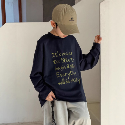 儿童T恤长袖春装2026新款男童打底衫内搭痞帅风男孩大童春秋上衣