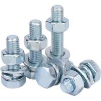中锦科技 4.8镀锌外六角螺丝螺母装 M6*16mm[螺栓+螺母+平弹垫]套