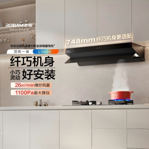 老板(Robam)[小尺寸]油烟机26立方风量1100Pa抽油烟机顶侧一体超薄平嵌大吸力61A9S L1mini