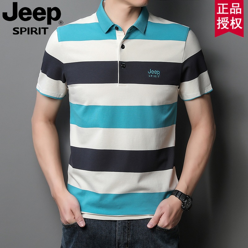 JEEP吉普品牌男士短袖POLO衫胸标翻领日常休闲透气