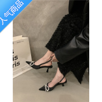 SUNTEK法式高跟小众包头蝴蝶结凉鞋仙女鞋子2023年新款夏季细跟尖头单鞋