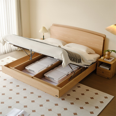 全友家居原木风悬浮箱体储物收纳床主卧室现代简约双人大床