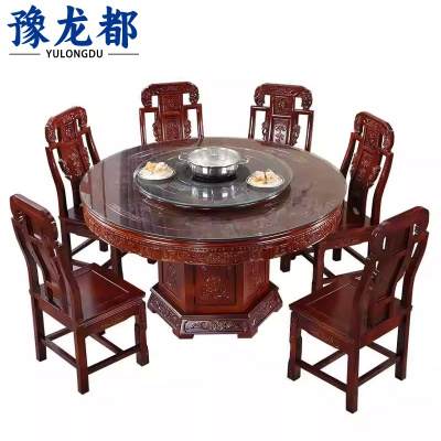 豫龙都 转盘餐桌 一桌六椅 套
