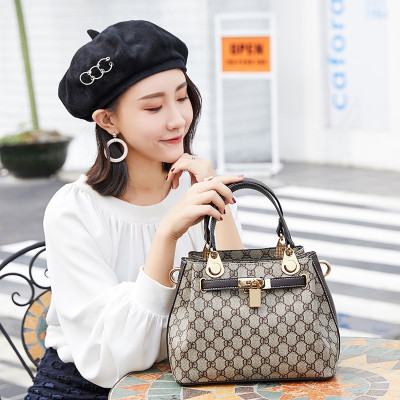 蒂兰仕女包2021新款包包女1047韩版百搭印花铂金水桶包质感五金锁扣时尚凯莉包女士手提包单肩包复古潮流斜挎包