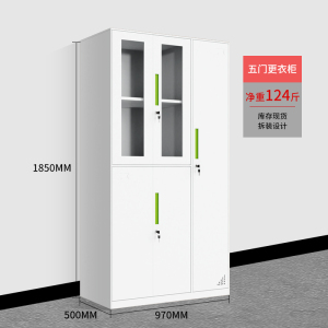 文灵更衣柜员工储物柜铁皮带锁储存柜健身房更衣室钢制六九门宿舍柜子