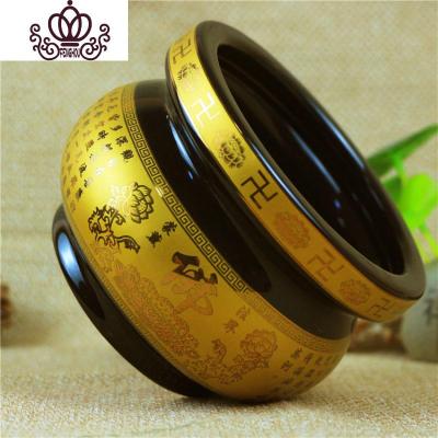 封后精品描金香炉佛字心经陶瓷香炉香插供佛线香炉心经香炉香炉7寸香薰灯炉/器具