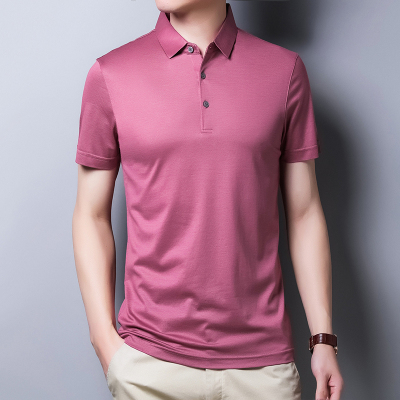 夏季透气桑蚕丝短袖T恤男中老年爸爸装真冰丝POLO衫宽松HN1821