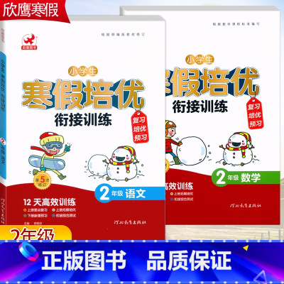 2本[语文+数学]全国通用 小学二年级 [正版]2023欣鹰小学生寒假培优衔接训练2二年级语文数学寒假作业人教版全国通用
