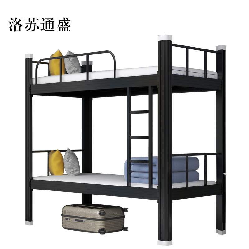 洛苏通盛铁床上下床钢木床宿舍床黑色高1800长2000宽900常规款