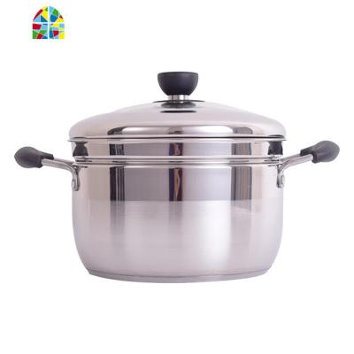 家用蒸锅一1层304不锈钢日式单层小蒸锅汤锅加厚复底迷你蒸饭 FENGHOU 24cm复底日式蒸锅(202款)