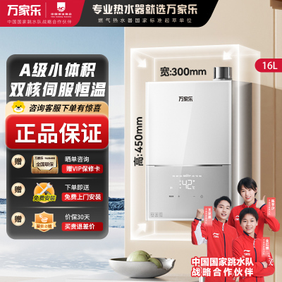 万家乐(Macro) 16L燃气热水器 A级小体积 水量伺服器恒温超 智能防冻家用天然气热水器 16M2H(F)