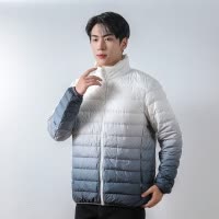 男式90绒轻薄款羽绒服男立领冬装外套渐变色男装