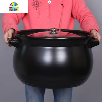 大砂锅 超大10升沙锅炖锅 陶瓷明火可高温特大号煲汤煲超大容量 FENGHOU 8升纯黑砂锅(6-8人)