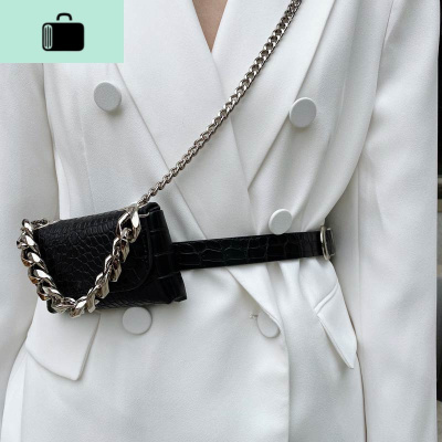 mini口红包女粗链条腰包2020新款潮斜挎零钱胸包ins超火迷你小包NEW LAKE 黑色迷你版腰包女斜挎包