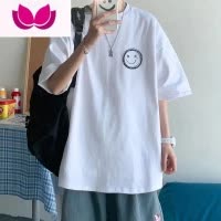 七斓2022男士短袖t恤潮流宽松五分袖潮牌男生短袖上衣港风