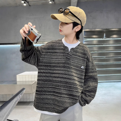 男童卫衣2026新款春装春季韩系洋气大儿童春秋款假两件长袖上衣潮