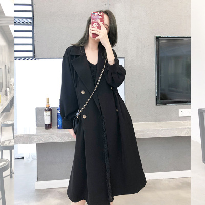 恋名媛2020新款大码风衣女胖mm中长款200斤胖妹妹宽松显瘦休闲秋装外套大码女装