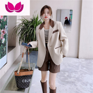 七斓小香风西装套装女2023春新款炸街百搭小个子职业气质皮短裤套