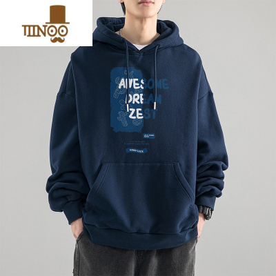 YANXU连帽卫衣男款2023新款高街宽松美式潮牌ins秋装上衣男生外套