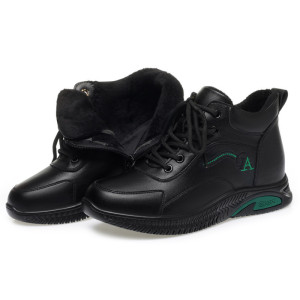 跨境冬季加绒运动鞋女舒适软底跑步鞋平底休闲鞋平跟防滑中年皮鞋