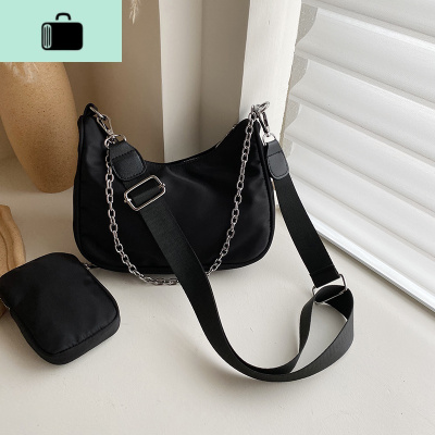 春夏洋气包包女2020流行新款潮韩版百搭斜挎包休闲简约时尚单肩包NEW LAKE 黑色女斜挎包