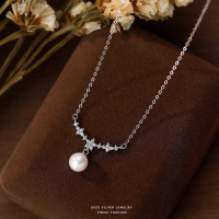 韩版温柔风甜美人鱼泪施家珠花朵项链女轻奢高级感小众设计锁骨链送女朋友老婆情人节七夕生日礼物