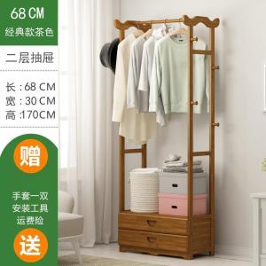 森美人简易衣帽架实木卧室挂衣架子楠竹子简约现代落地衣服收纳置用