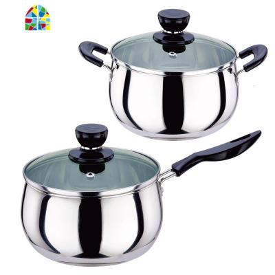 加厚不锈钢奶锅小汤锅单复底宝宝婴儿辅食牛奶锅煮面锅电磁炉 FENGHOU 双柄复底20CM