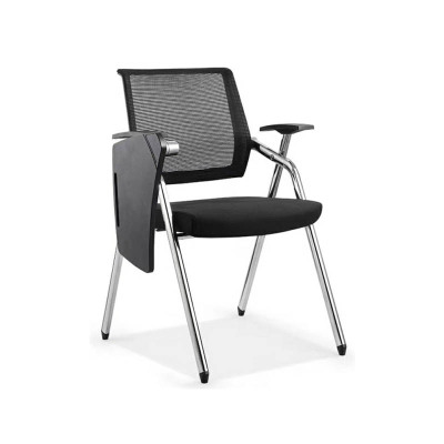 慧采云 培训椅会议椅带写字板折叠网面办公椅黑色商务时尚简约办公椅