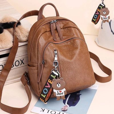 派尼美特2020春夏新款双肩包女休闲包pu皮旅行背包女妈咪包书包女简约时尚