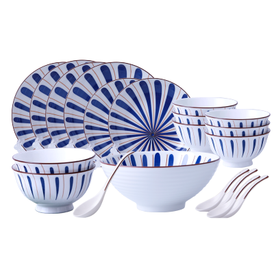 LICHEN碗盘套装景德镇陶瓷餐具碗碟套组米饭碗面碗汤碗餐盘菜盘组合装4色可选柳絮（32件套装）