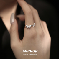 925纯银戒指女闪亮蝴蝶指环小众设计配饰简约ins风时尚尾戒送女朋友老婆情人节七夕生日礼物