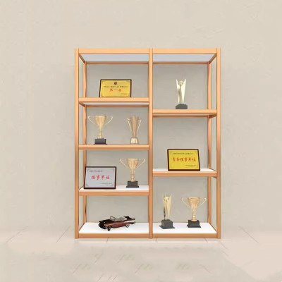 易企采 金色长1.2米*30宽*2米高 荣誉墙展示墙产品模型手办展示柜样品奖杯柜证书马拉松奖牌荣誉证书奖牌奖杯奖状