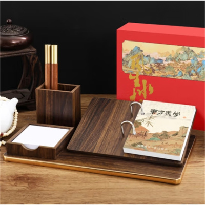 2025年周历木质蛇年台历单向历复古带笔筒日历桌面摆件商务办公桌历定制logo