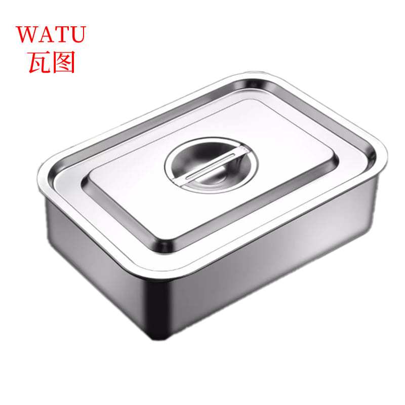 瓦图 不锈钢方盆带盖 菜盆加深托盘 50*35*10cm 个