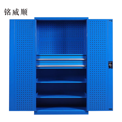 铭威顺工具柜加厚铁皮储物柜工厂车间用带抽屉汽修多功能收纳柜通门内二抽柜蓝色