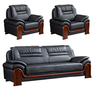 戴劲 办公沙发会客区皮沙发办公室中式商务沙发组合 西皮三人位