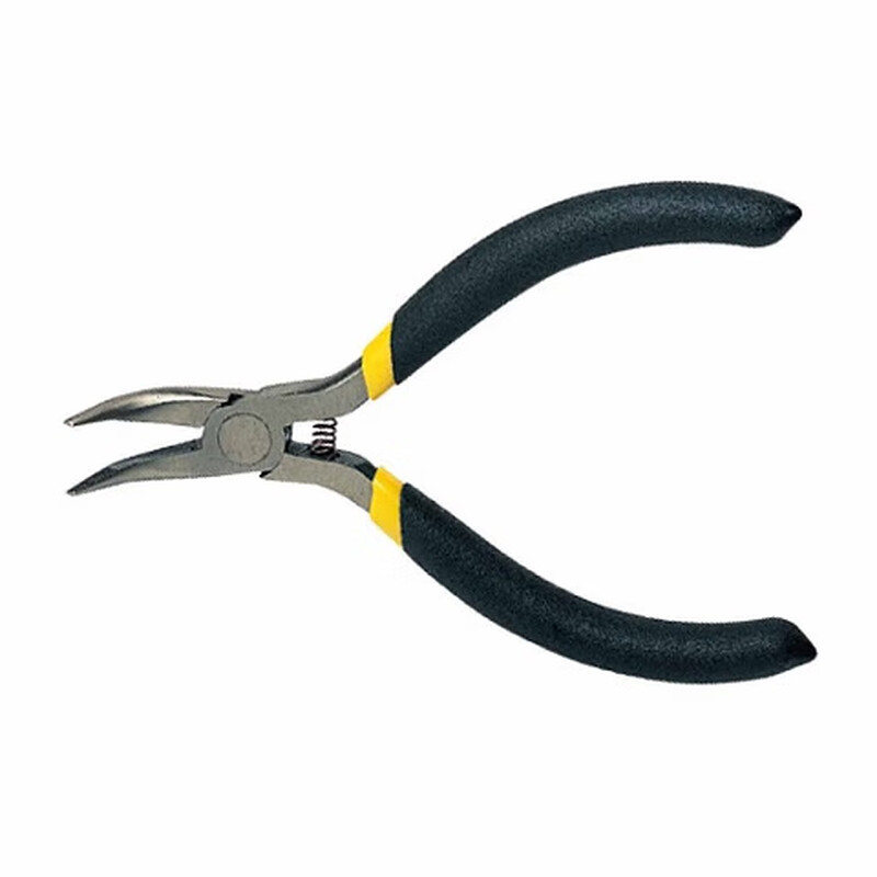 史丹利(STANLEY)黑柄迷你弯嘴钳高碳钢小钳子5寸 84-126-23