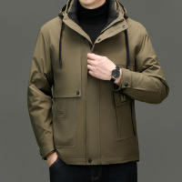 一衣三穿连帽秋冬新款中长羽绒服男士脱卸羽绒内胆防寒休闲羽绒服