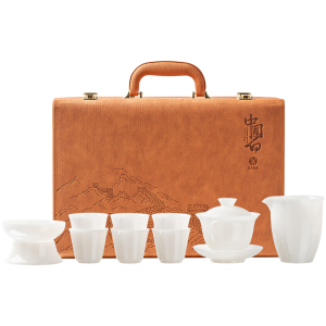 苏氏陶瓷(SUSHI CERAMICS)冰种玉瓷功夫茶具厚润如玉三才盖碗礼盒套组高档节日礼物