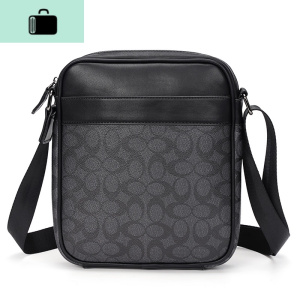 男士单肩包新款时尚斜挎包休闲商务竖款公文包背包街头潮流背包NEW LAKE 黑色男士手提包 黑色