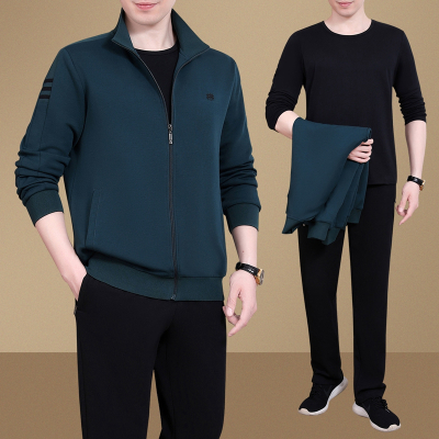2020早秋休闲运动套装男士春秋季大码爸爸装中老年运动服三件套