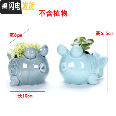 三维工匠创意多肉陶瓷花盆批發 中号家用植物瓷盆 卡通萌萌可爱阳台个性小 美鱼一对 中等花盆容器