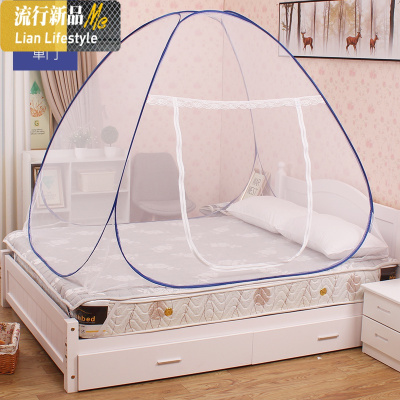 蚊帐蒙古包免安装家用双人床1.5m1.8米床单人宿舍1.2米全封闭有底 三维工匠