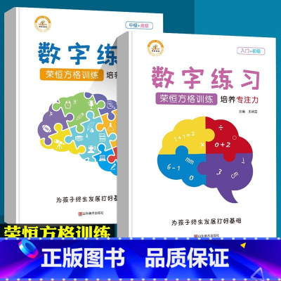 数字练习(2本) 幼小衔接 [正版]荣恒方格训练科学提升专注力古诗词数字色彩干扰图练习儿童益智游戏全脑开发幼儿园小学生孩