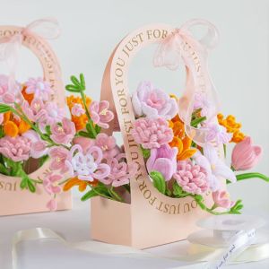 维诺亚郁金香花盒花束手工编织diy材料包扭扭棒自制礼品送女友闺蜜礼物