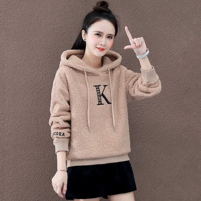 时尚卫衣外套女秋冬加绒加厚加绒加厚卫衣女冬装2021新款宽松韩版上衣