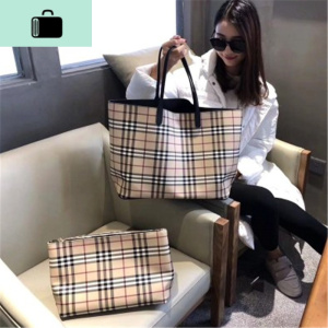 女包2020新款格子纹单肩包大容量子母包通勤包简约托特休闲手提包NEW LAKE女士单肩包