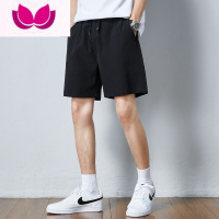 七斓三分裤男潮牌夏季宽松黑色冰丝短裤男士薄款休闲速干跑步运动裤子