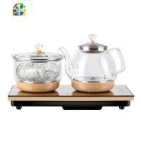 全自动底部上水电热水壶玻璃泡茶具电磁茶炉自吸抽水烧水壶套装 FENGHOU 金色保温升级款(37x20)+6个把手杯
